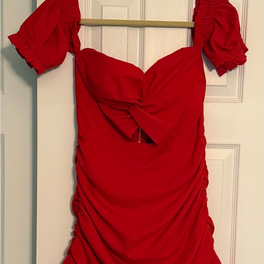 Elegant Red Ruched Dress